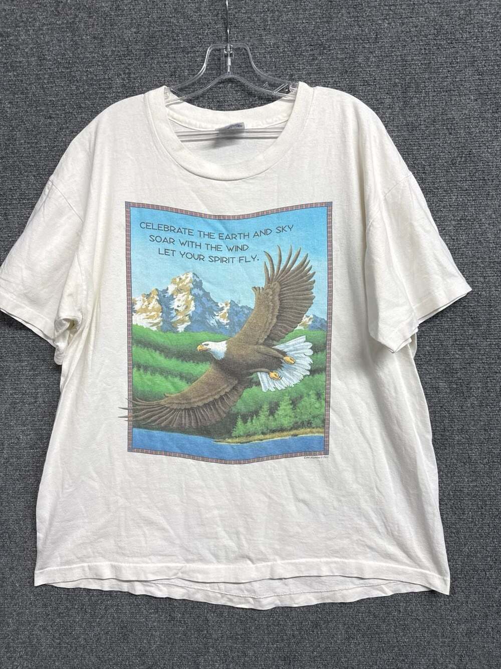 Vintage 1994 Human-i-Tees Celebrate the Earth and Sky Eagle T-Shirt XL